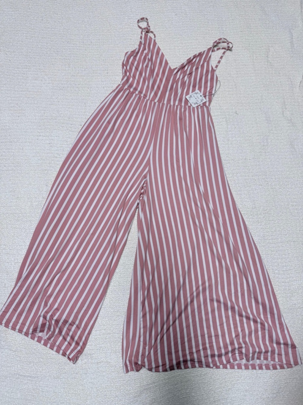 Striped Pink and White Kids One-Piece Jumpsuit